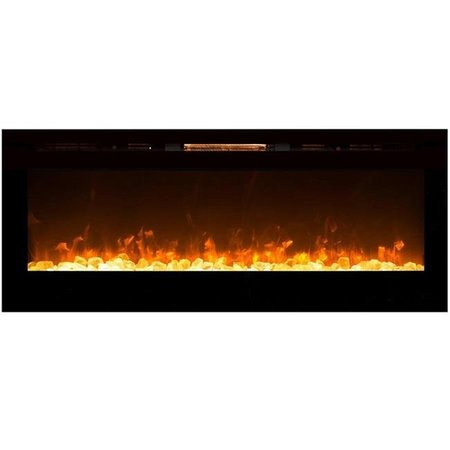REGAL FLAME Regal Flame LW2060CC Astoria 60 in. Built-in Ventless Heater Recessed Wall Mounted Electric Fireplace - Crystal LW2060CC